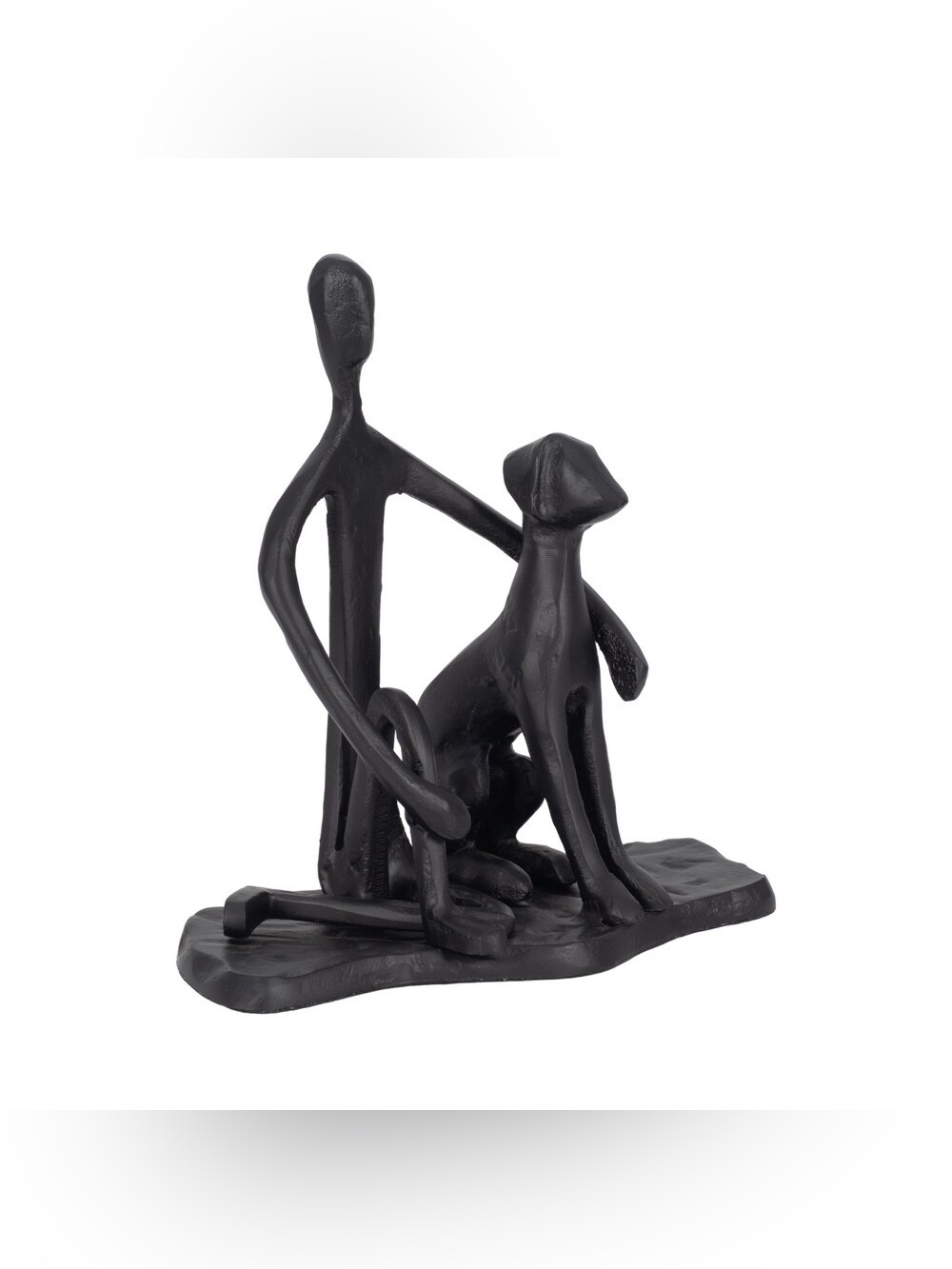 New With Tags 9" Mans Best Friend Sculpture in Black Sagebrook Home dog and boy